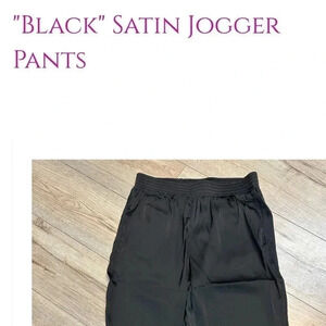 All Conscious - women’s black satin joggers size small